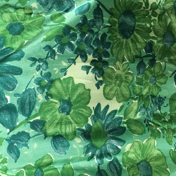 Vintage 60s Dress Below Knee Green Floral Fitted Ambassador Mi-Lady - Picture 6 of 8